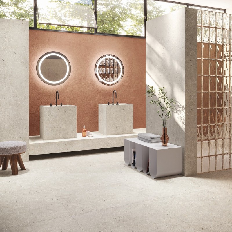 Effet béton - carrelage effet béton AMA AVORIO 90x90 cm rectifié