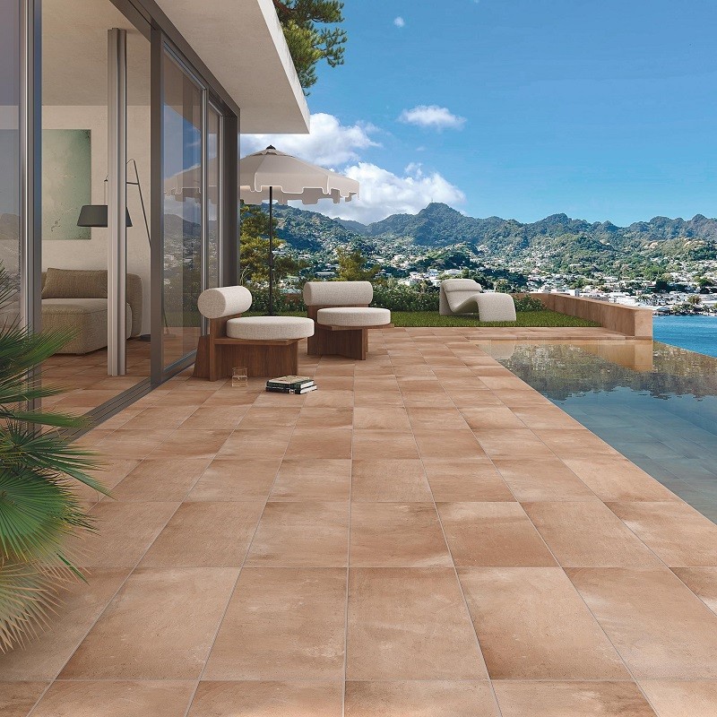 Effet béton - carrelage mojacar cuero 30x60 cm antidérapant R11 effet terre cuite