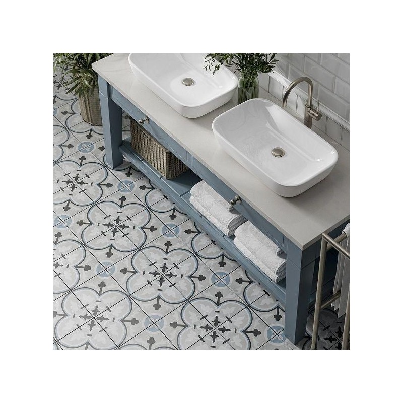 Carreaux ciment - Carrelage effet carreaux ciment 20x20 cm CENIZA FLORAL