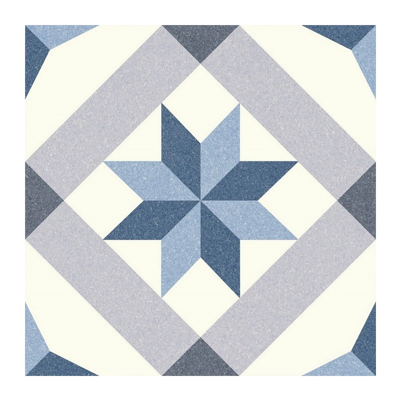 Carreaux ciment - carrelage effet carreaux ciment 25x25 cm étoile blue