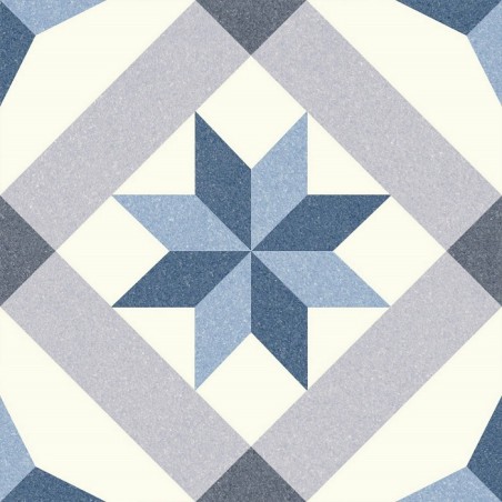 Echantillon - echantillon carrelage effet carreaux ciment 25x25 cm étoile blue