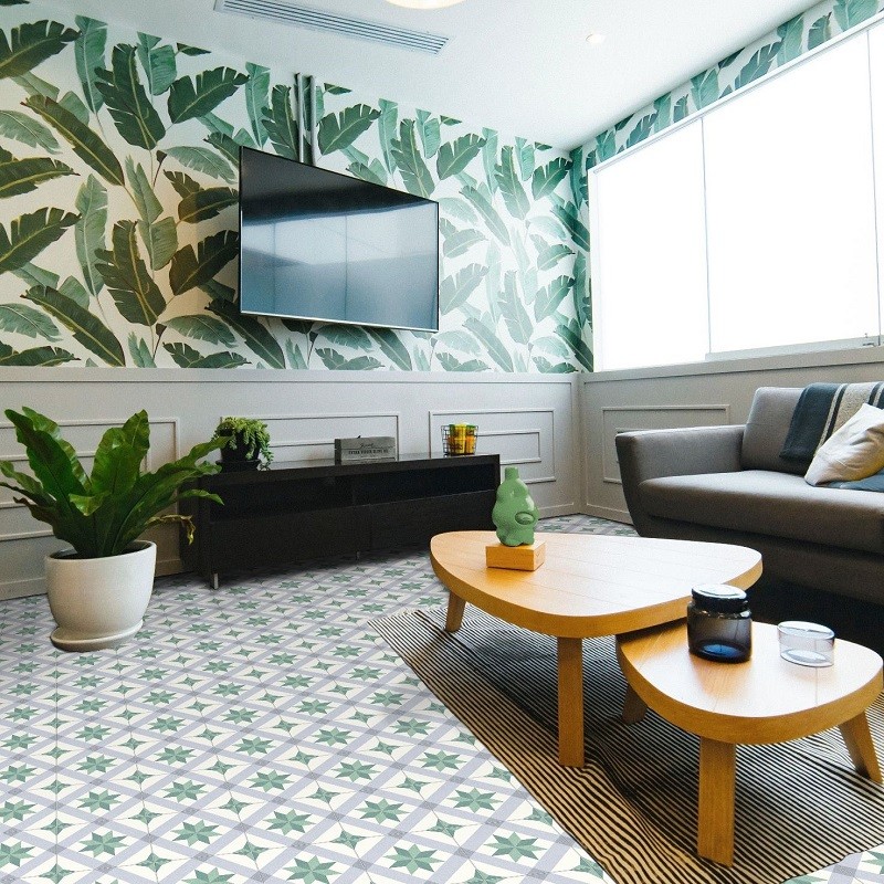 Carreaux ciment - carrelage effet carreaux ciment 25x25 cm étoile green