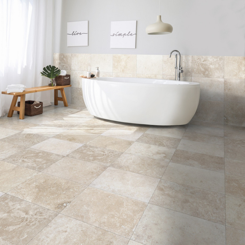 Carrelage travertin - Effet pierre - CARRELAGE imitation TRAVERTIN 40.2 cm x 60.4 cm TRAVERTINO