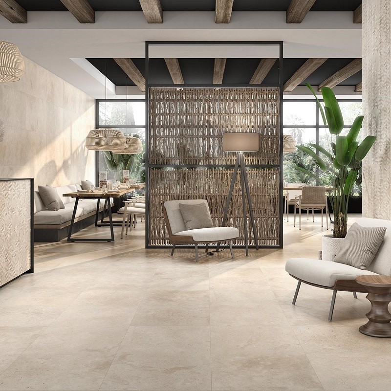 Carrelage travertin - Effet pierre - carrelage imitation travertin 120x120 cm TIVOLI rectifié