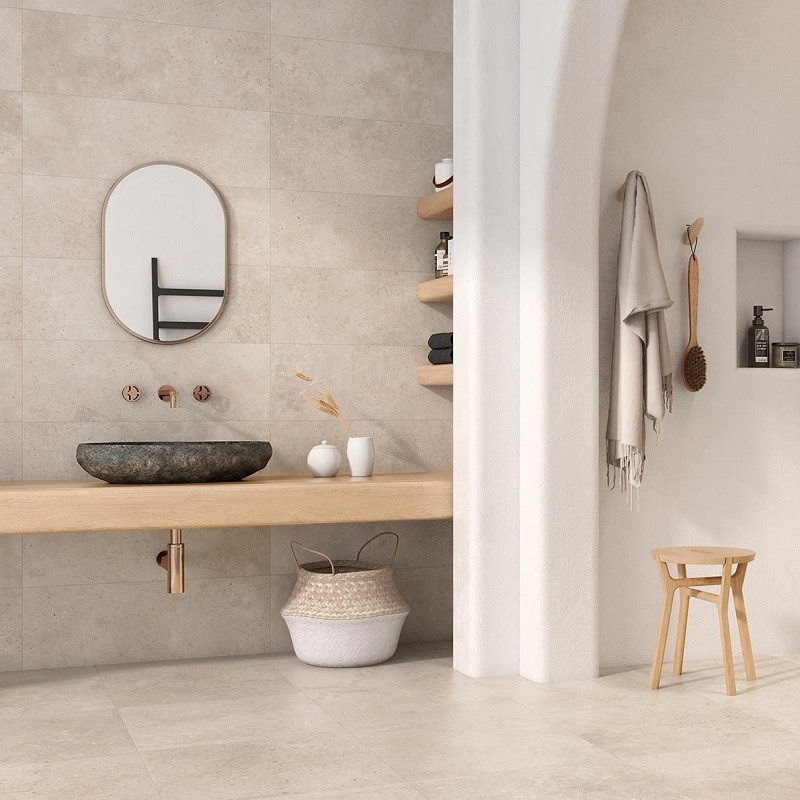 Carrelage travertin - Effet pierre - carrelage imitation travertin 120x120 cm TIVOLI rectifié