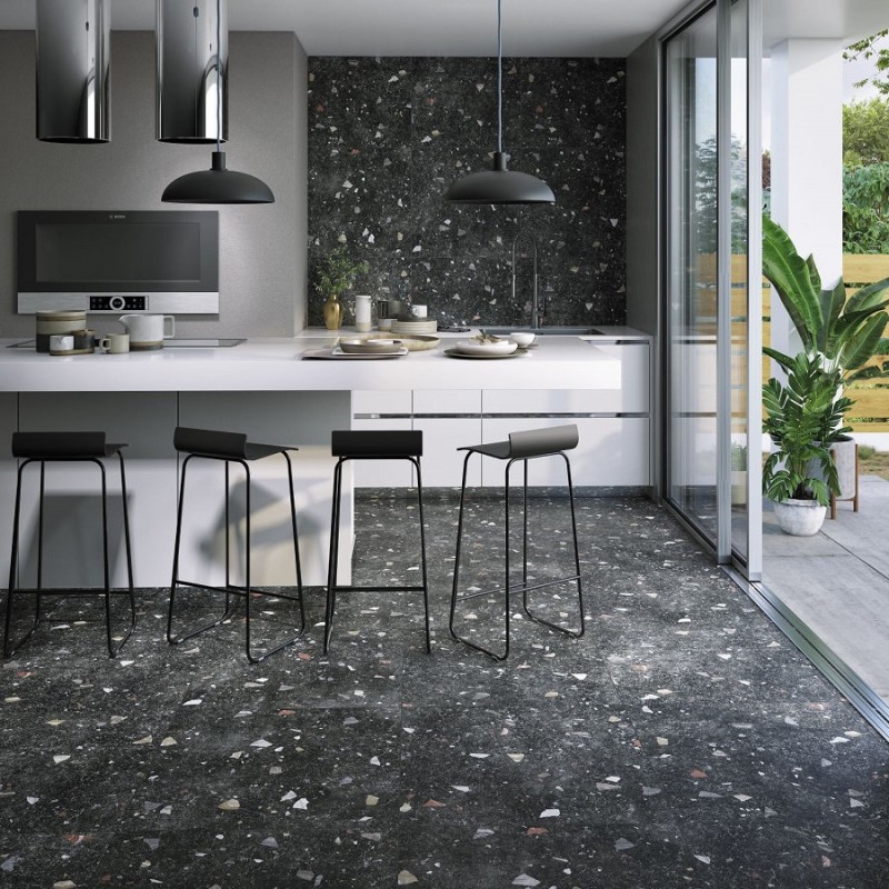Terrazzo - carrelage imitation terrazzo 66x66 cm verone dark