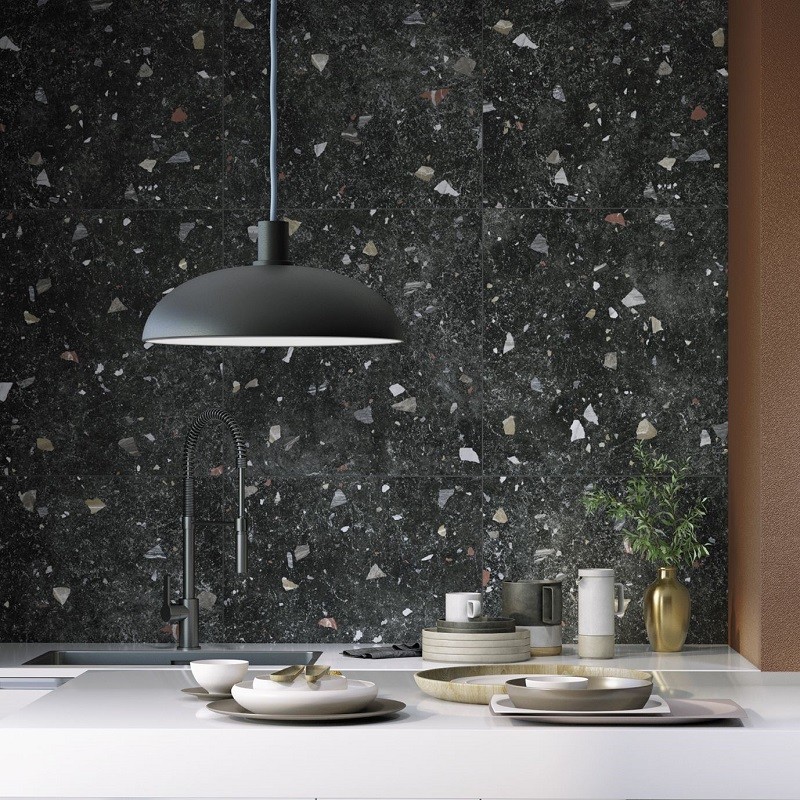 Terrazzo - carrelage imitation terrazzo 66x66 cm verone dark
