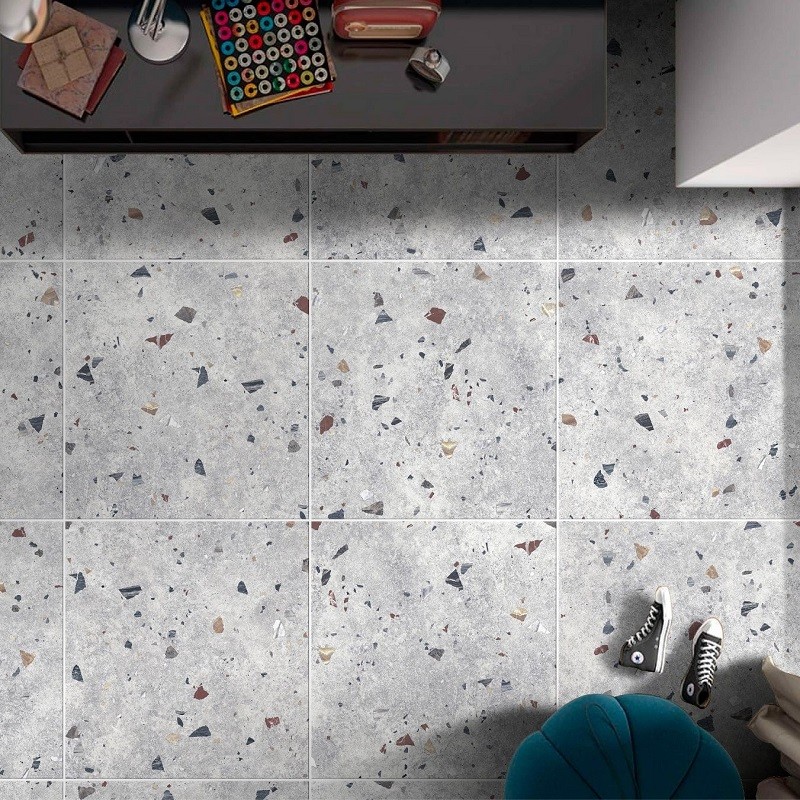 Terrazzo - carrelage imitation terrazzo 66x66 cm verone silver