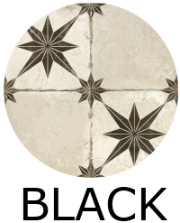Carrelage carreaux de ciment FS STAR ARA Black 45x45 – Motif étoilé asymétrique