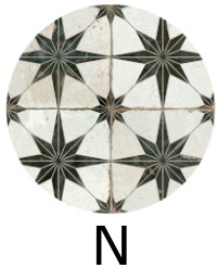 Carrelage carreaux de ciment FS STAR-N 45x45 – Etoile noire et blanche