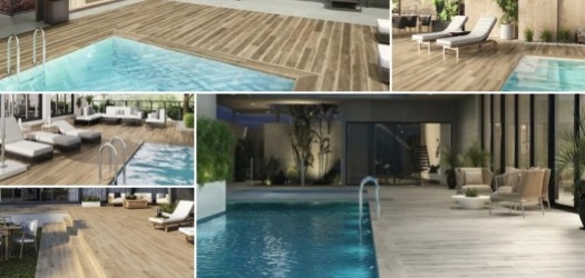 Margelles de piscine : la tendance effet bois