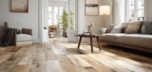 Carrelage effet parquet dans le salon : la fin du match avec le bois ?